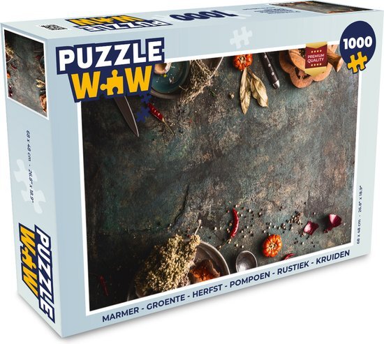 MuchoWow Puzzel Marmer - Groente - Herfst - Pompoen - Rustiek - Kruiden - Legpuzzel - Puzzel 1000 stukjes volwassenen - Sinterklaas cadeautjes - Sinterklaas voor grote kinderen