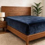 Cathay Home Queen Flanel-pluche hoeslaken - ultra zacht en dik pluche, pluist niet - het hele seizoen gezellige warmte - Alleen hoeslaken met diepe zak van 30 cm (Queen, marineblauw)