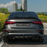Oneway Achterbumperskirts (Hoeken) compatibel met Audi A3 8Y Sedan S3/S-Line 2020-2024 - Glanzend zwart