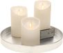 Merkloos Ronde kaarsenplateau zilver van kunststof D27 cm met 3 parel witte LED-kaarsen 10/12,5/15 cm - Tafeldecoratie