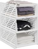 Relaxdays Kast organizer - set van 3 - stapelbaar - uittrekbaar - 18 x 33,5 x 43,5 cm - wit