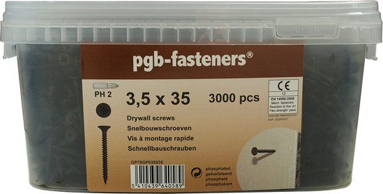 pgb-Europe PGB-FASTENERS Snelbouwschroef 3,5x25 mm Verzonken kop Kruiskop Philips Staal 4000 stuks