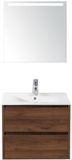 BES LED Dante Badmeubelset 60 cm - Walnoot - Keramische Wastafel Wit Enjoy met Sence Spiegel