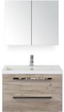 BES LED Seville Badmeubelset 80 cm - Craft Oak - Keramische Wastafel Wit Djazz met Spiegelkast