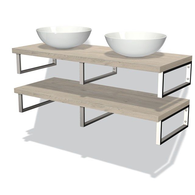 Maxaro Badkamermeubel Modulo Plato 120 cm Lichtgrijs Eiken 2 Wastafelbladen