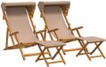 vidaXL Ligstoel 4 st 3 Positie massief eucalyptushout Taupe