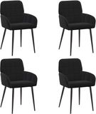 vidaXL Eetstoelen - 4 stuks - Fluweel - Zwart - 56.5 x 50 x 85 cm
