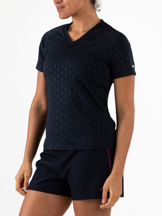 Sjeng Sport IZZIE Sportshirt Dames - Dark Blue - Korte mouw - Polyester - Effen - Maat M
