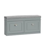SoBuy FSR64-HG Meuble à chaussures avec coussin d'assise – Banc à chaussures avec 2 abattants – Étagère à chaussures avec espace de rangement – Gris, MDF – 104x51x24cm
