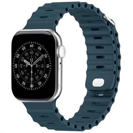 Accezz Premium Siliconen Sport bandje - Geschikt voor Apple Watch 38/40/41/42 mm - Abyss Blue
