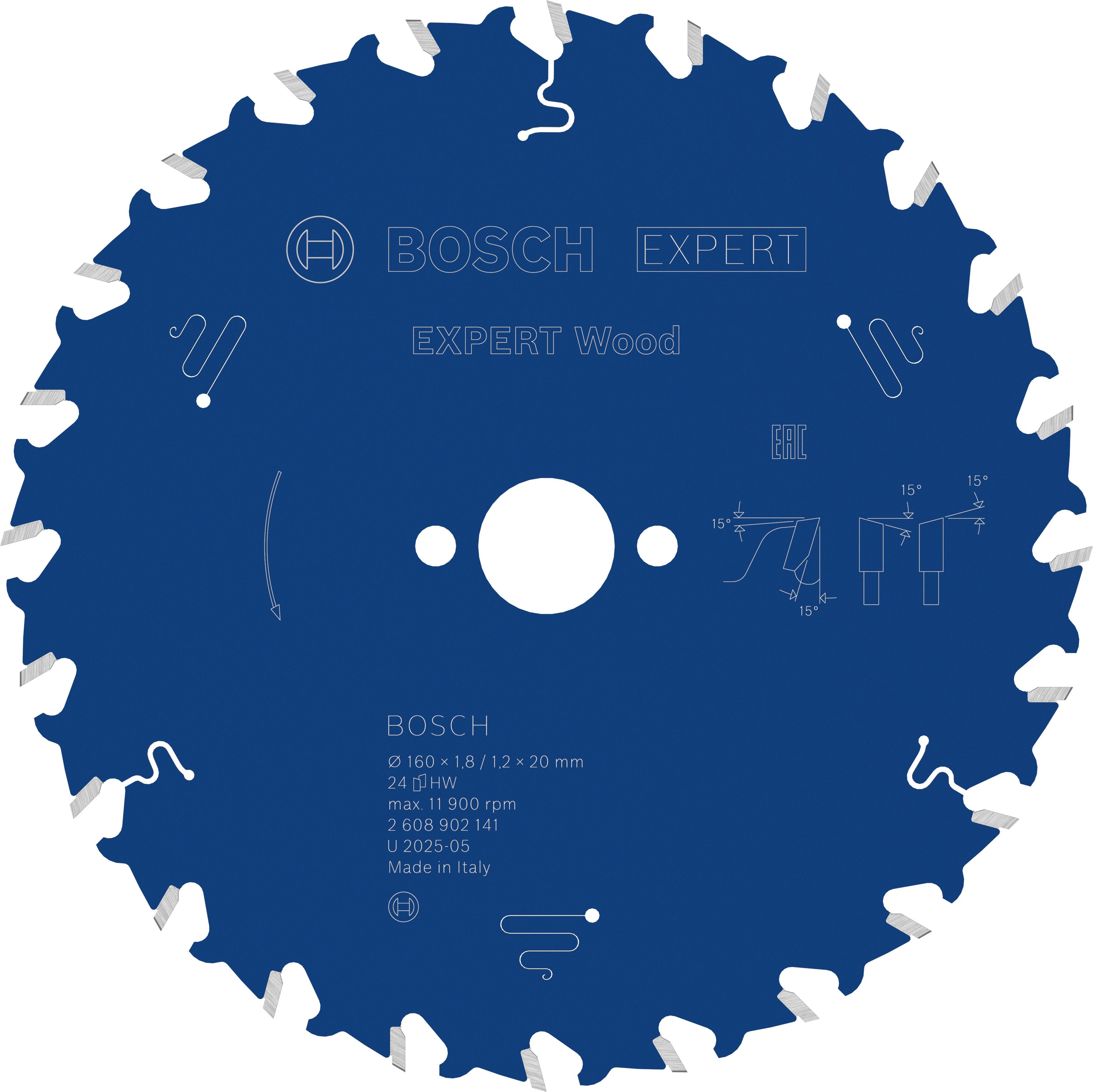 Bosch Accessoires EXPERT Wood Cirkelzaagblad | 160 x 1,8/1,2 x 20 mm | T24 - 2608902141
