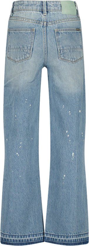 Vingino meiden jeans Cato Destroy Wide Leg Fit Mid Blue Wash 170