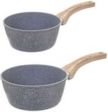 5Five Steelpannen Set 2x - Grijs - Aluminium - Dia 19 en 21 cm
