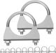 Collier de serrage 25 pouces pour silencieux en acier inoxydable - 2 pièces - Argent