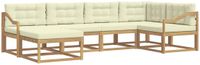 vidaXL Hoek loungeset 6 zitplaatsen Wit en crèmekleurig Polyester