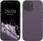 kwmobile Case voor iPhone 15 - Slank TPU-Hoesje met Zachte Afwerking - In Bleke iris