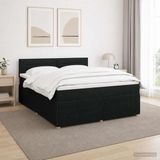 vidaXL Boxspringbed met matras, zwart, 140 x 190 cm, gestoffeerd