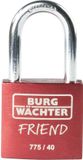 Burg Wächter 39431 Hangslot 40.00 mm Verschillend sluitend Rood Sleutelslot