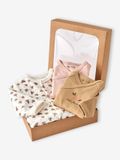 Vertbaudet Babyset - 3 delig - babypakje - 2 rompers - ecru - gebloemd - lange mouw - fluweel en interlock - maat 80