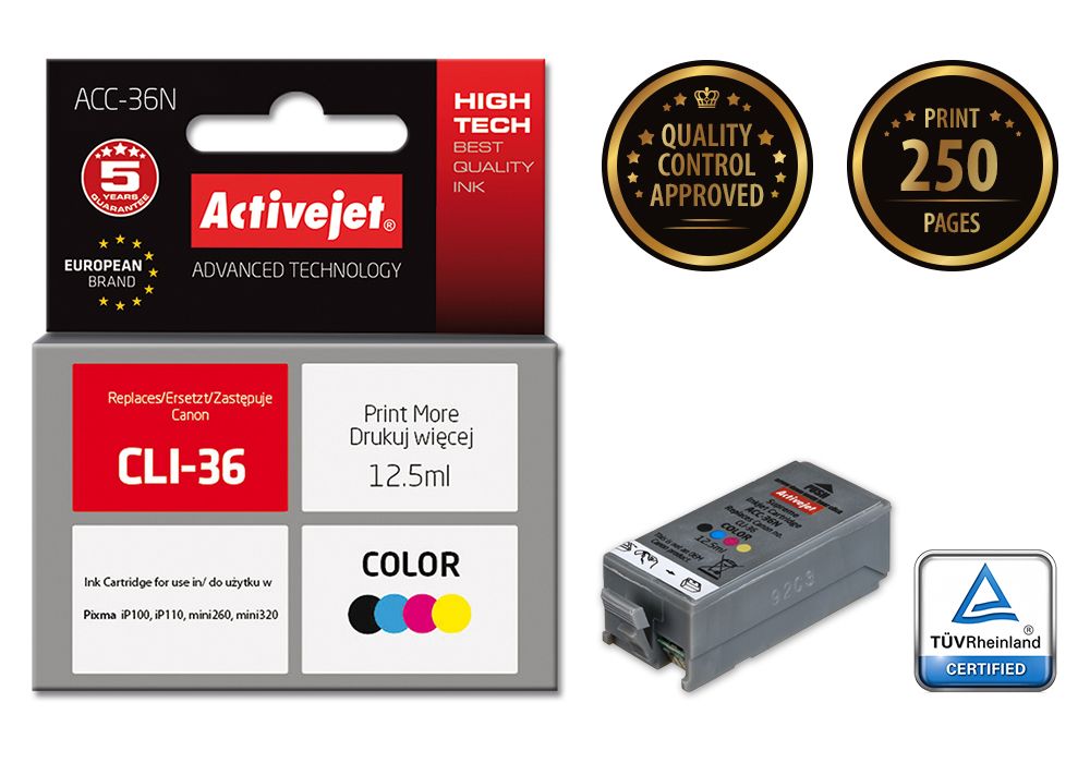 ActiveJet ACC-36N - Inktcartridge - Zwart - Canon PGI-36 - Hoog (XL) rendement
