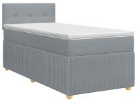 vidaXL Boxspringbed met matras, lichtgrijs, 90 x 190 cm, stof