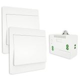 MOES RF433 Draadloze schakelaar, batterijloos, draadloze lichtschakelaar, geen batterij, wandlichtschakelaar, zelfvoorzienend, geen bedrading nodig, wandplaatzender (2-weg set), wit