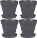 EDA Set van 6x stuks bloempotten Toscane kunststof antraciet grijs D20 x H17 cm inclusief onderschalen D15 cm