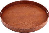 Merkloos Multifunctionele ronde eettafel met houten dienblad en 2 greepopeningen, 50 cm, ideaal voor gezinnen en restaurants