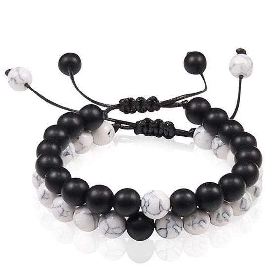 Memphis Accessories Kralen armbanden set Verstelbaar Matte Agaat Howliet