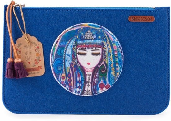 BiggDesign ""Blue Water"" Zippered Felt Bag - Blue"