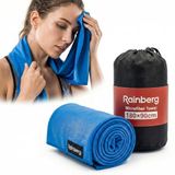 Rainberg Microvezel handdoek sporthanddoek, reishanddoek, zwemhanddoek en strandlaken, sneldrogend, superabsorberend, ultracompact, geweldig voor kamperen, sportschool, strand en zwemmen (blauw)