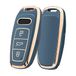 ELOHEI Audi sleutelhoes van speciaal zacht TPU, compatibel met Audi A4 Q7 Q5 TT A3 A6 SQ5 R8 S5 Smart Key (Gold Edge Blue)