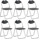 vidaXL Opklapbare stoelen, 6 stuks, zwart, kunstleer