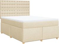 vidaXL Boxspring met matras stof crèmekleurig 140x190 cm