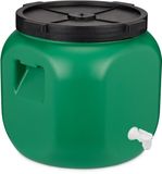 Garronda 40L met Kraan Kunststof Trommel Met Deksel - Vat - HDPE - Voedselvat - Tuin Hobbock – Groen - GD-DOL-Barrel-Green