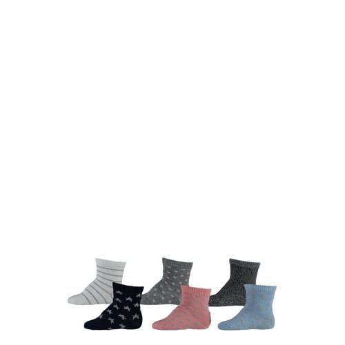 Apollo sokken - zwart/grijs/blauw/roze (set van 6)