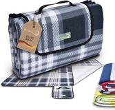 Beautissu XXL Opvouwbare Picknickdeken Waterdicht & Isolerend 200x200 cm Bella – Picknickkleed Draagbaar voor Strand, Camping, Park – Antraciet