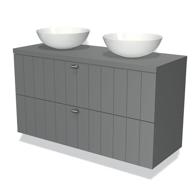 Maxaro Badkamermeubel Modulo Plato 120cm Middengrijs 2 Lades Lamel
