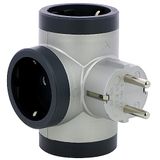 Contactadapter Legrand Contactadapter 3X Shuko T-vorm Grijs Zwart NIEUW