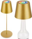 Briloner Calida - Oplaadbare Tafellamp - dimbaar - voor binnen en buiten - 3 in 1 - RGBW - IP44 - snoerloze - in hoogte verstelbaar - 36 x Ø 10,5 cm – goudkleurig