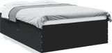 vidaXL Bedframe - Bewerkt Hout - Zwart - 135x190 cm