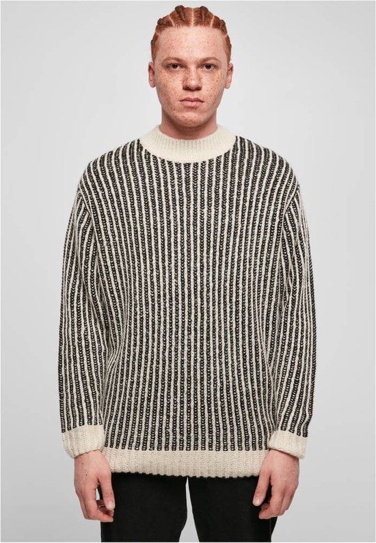 Urban Classics Oversized Two Tone Sweater - Gebroken wit/Zwart - XXL - Heren