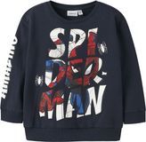 NAME IT Jongens Sweater NMMFLOYD SPIDER NREG SWEAT BRU MAR - Maat 104 - Katoen/Elastaan - Lange Mouw - Ronde Hals - Navy Blazer