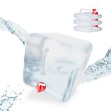 Relaxdays Opvouwbare Jerrycans, 4 stuks, 20 L, Transparant/Rood