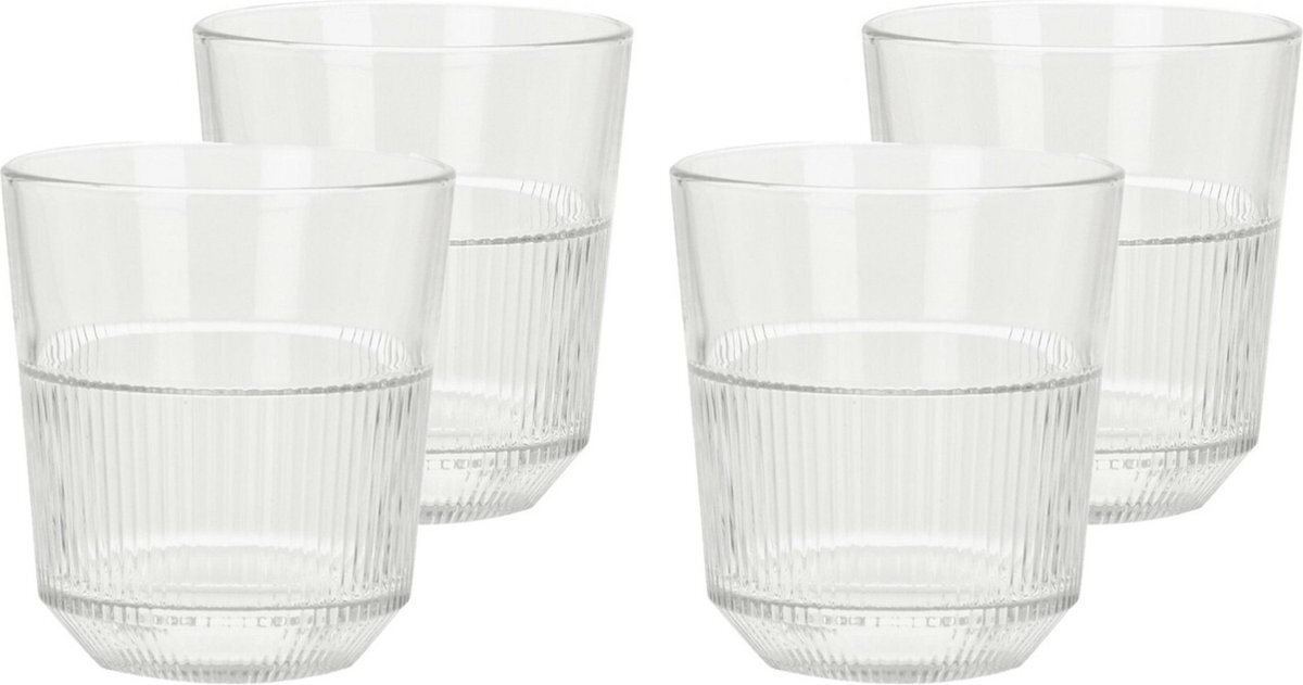 Excellent houseware Drinkglazen - 4x - transparant - 270 ml - 8x8 cm