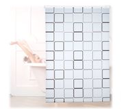 Merkloos Relaxdays Douchegordijn Vierkant - Douchegordijn Met Rolsysteem - Retro Design 140x240cm