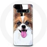 Maniacase Hoesje voor Samsung Galaxy S10 Continental vlinder spaniël Puppy Wit en bruin