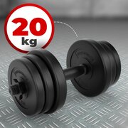 Physionics - Halter - Dumbbell - Totaalgewicht 20kg - Met Ergonomisch handvat met Grip, Ø25 mm, Kunststof Behuizing met Stalen, Stersloten - Halterstangen, met Halterschijven van verschillende Gewichten - Zwart