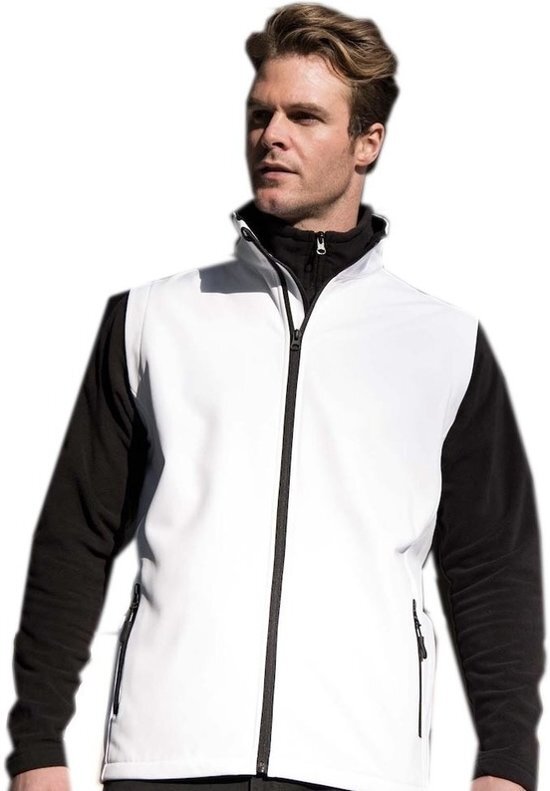 Result Softshell casual bodywarmer wit voor heren - Outdoorkleding wandelen/zeilen - Mouwloze vesten S (36/48