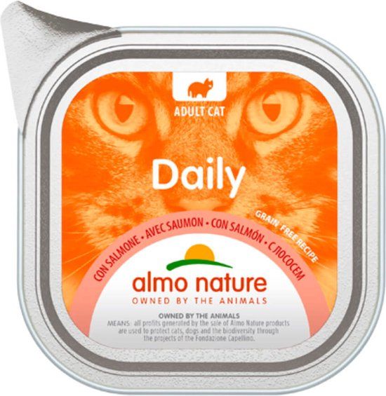 Almo Nature Daily met zalm - 32 x 100 gram - Complete voeding voor katten - Graanvrij
